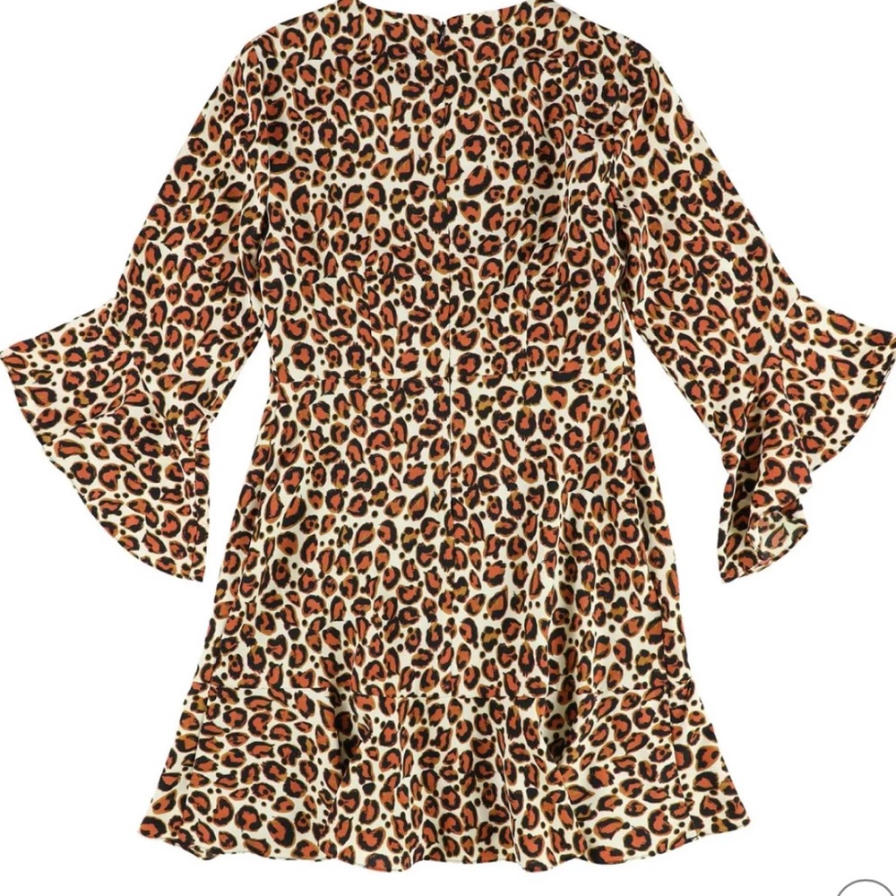 Bar III Leopard Print Flare Sleeve Dress